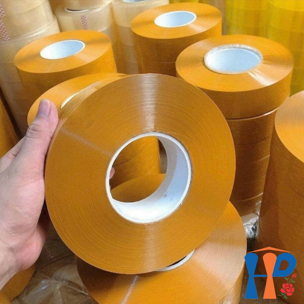 Băng keo cuộn dán thùng, băng dính chữ "Hàng Dễ Vỡ" đóng gói hàng hóa 4F8 (độ bám dính 50 mic)