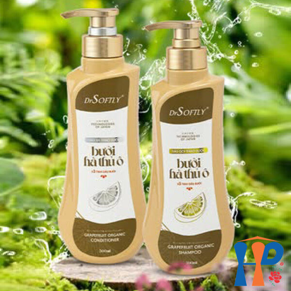 Cặp gội xả thảo dược Bưởi Hà Thủ Ô DrSoftly Grapefruit Organic Shampoo & Conditioner 500ml