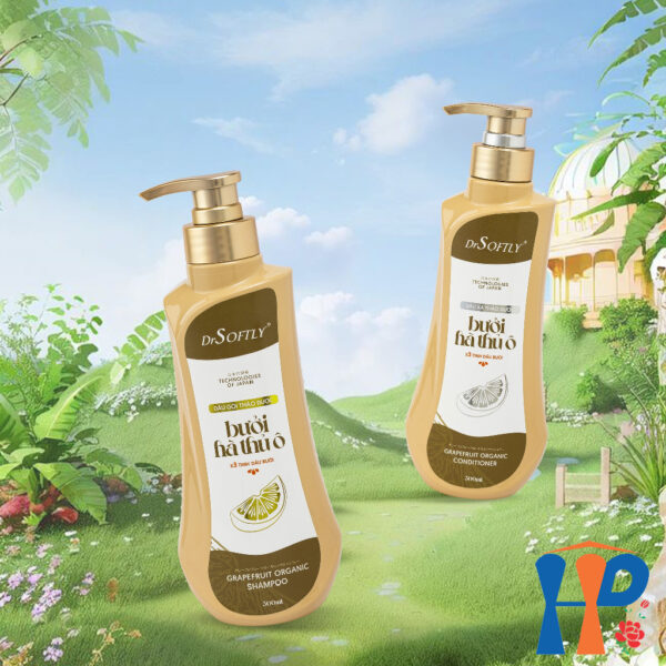 Cặp gội xả thảo dược Bưởi Hà Thủ Ô DrSoftly Grapefruit Organic Shampoo & Conditioner 500ml