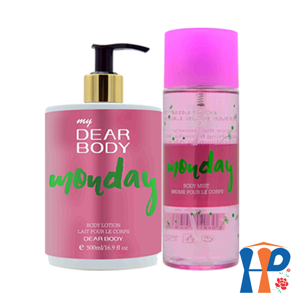 Combo Xịt Thơm và Dưỡng Thể Tuần DEAR BODY Weeks Body Mist and Lotion 750ml (for woman, lưu hương 3 - 5 giờ)
