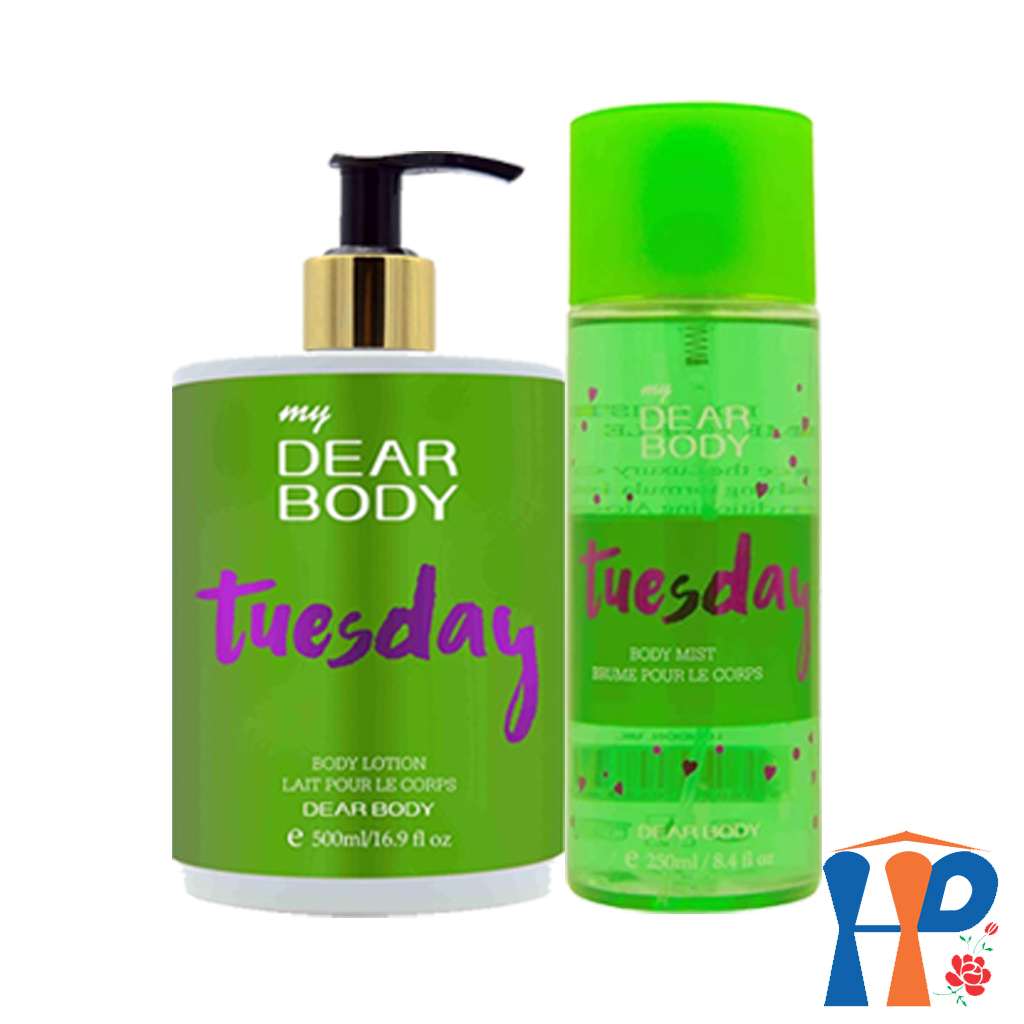 Combo Xịt Thơm và Dưỡng Thể Tuần DEAR BODY Weeks Body Mist and Lotion 750ml (for woman, lưu hương 3 - 5 giờ)