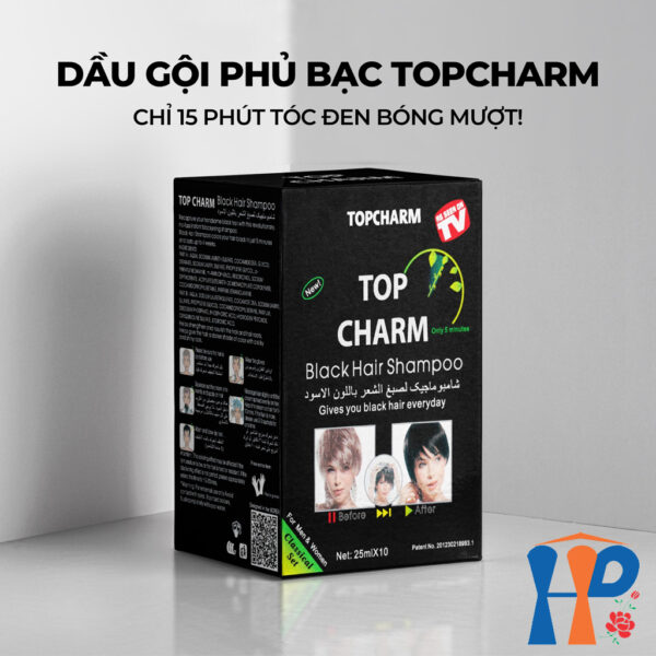 Gội nhuộm tóc thảo dược TopCharm Herbal Hair Colour Shampoo 250ml (phủ bạc nâu - Brown hoặc đen - Black)