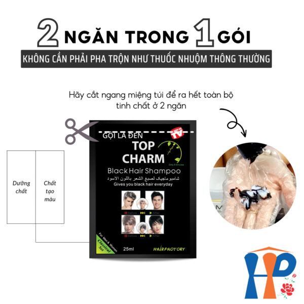 Gội nhuộm tóc thảo dược TopCharm Herbal Hair Colour Shampoo 250ml (phủ bạc nâu - Brown hoặc đen - Black)