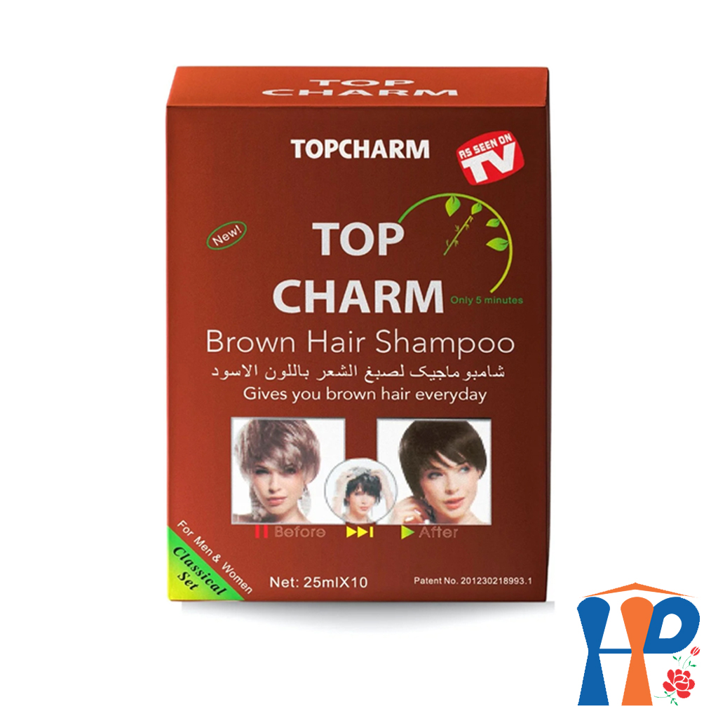 Gội nhuộm tóc thảo dược TopCharm Herbal Hair Colour Shampoo 250ml (phủ bạc nâu - Brown hoặc đen - Black)