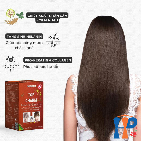 Gội nhuộm tóc thảo dược TopCharm Herbal Hair Colour Shampoo 250ml (phủ bạc nâu - Brown hoặc đen - Black)