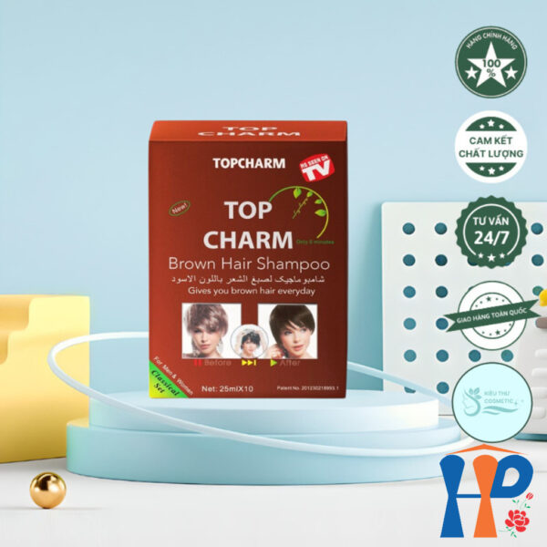 Gội nhuộm tóc thảo dược TopCharm Herbal Hair Colour Shampoo 250ml (phủ bạc nâu - Brown hoặc đen - Black)
