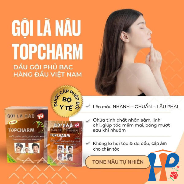 Gội nhuộm tóc thảo dược TopCharm Herbal Hair Colour Shampoo 250ml (phủ bạc nâu - Brown hoặc đen - Black)