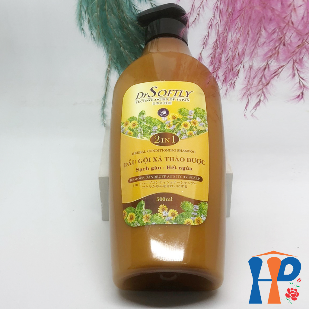 Dầu gội xả thảo dược 2 in 1 sạch gàu hết ngứa DrSoftly Grapefruit Organic & Herbal Conditioning Shampoo 500ml