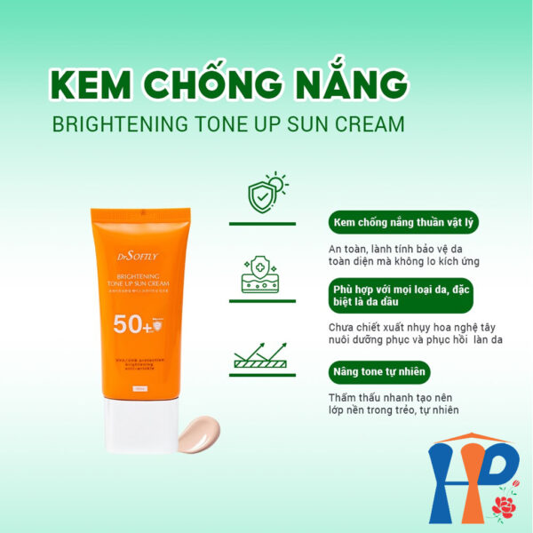 Kem chống nắng nâng tông trắng da Drsoftly Brightening Tone Up Sun Cream SPF50+ PA++++ 50ml
