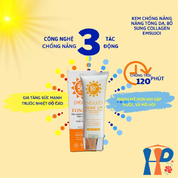 Kem chống nắng nâng tông da EMSUJOI Tone Up Collagen Fragrance Sun Cream SFP50+ PA++++ 80ml