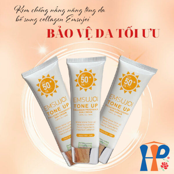 Kem chống nắng nâng tông da EMSUJOI Tone Up Collagen Fragrance Sun Cream SFP50+ PA++++ 80ml