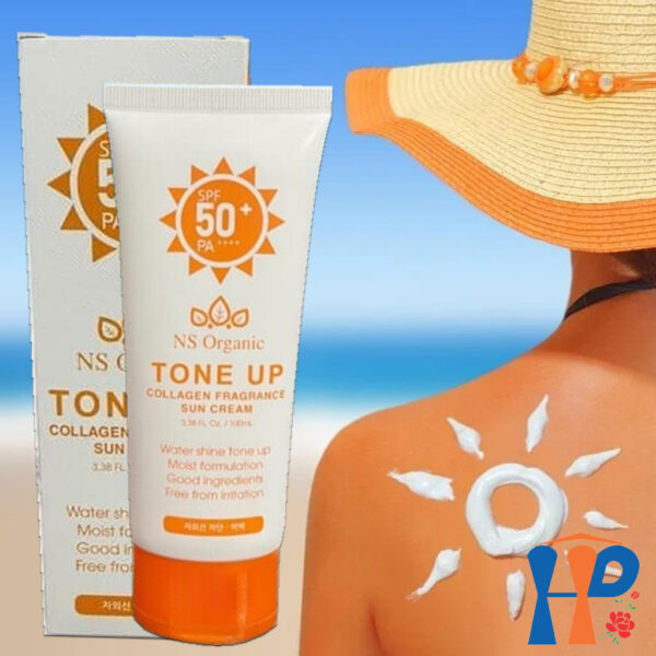 Kem chống nắng nâng tông da NS Organic Tone Up Collagen Fragrance Sun Cream SFP50+ PA++++ 100ml