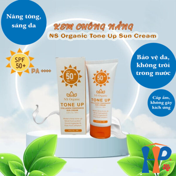 Kem chống nắng nâng tông da NS Organic Tone Up Collagen Fragrance Sun Cream SFP50+ PA++++ 100ml