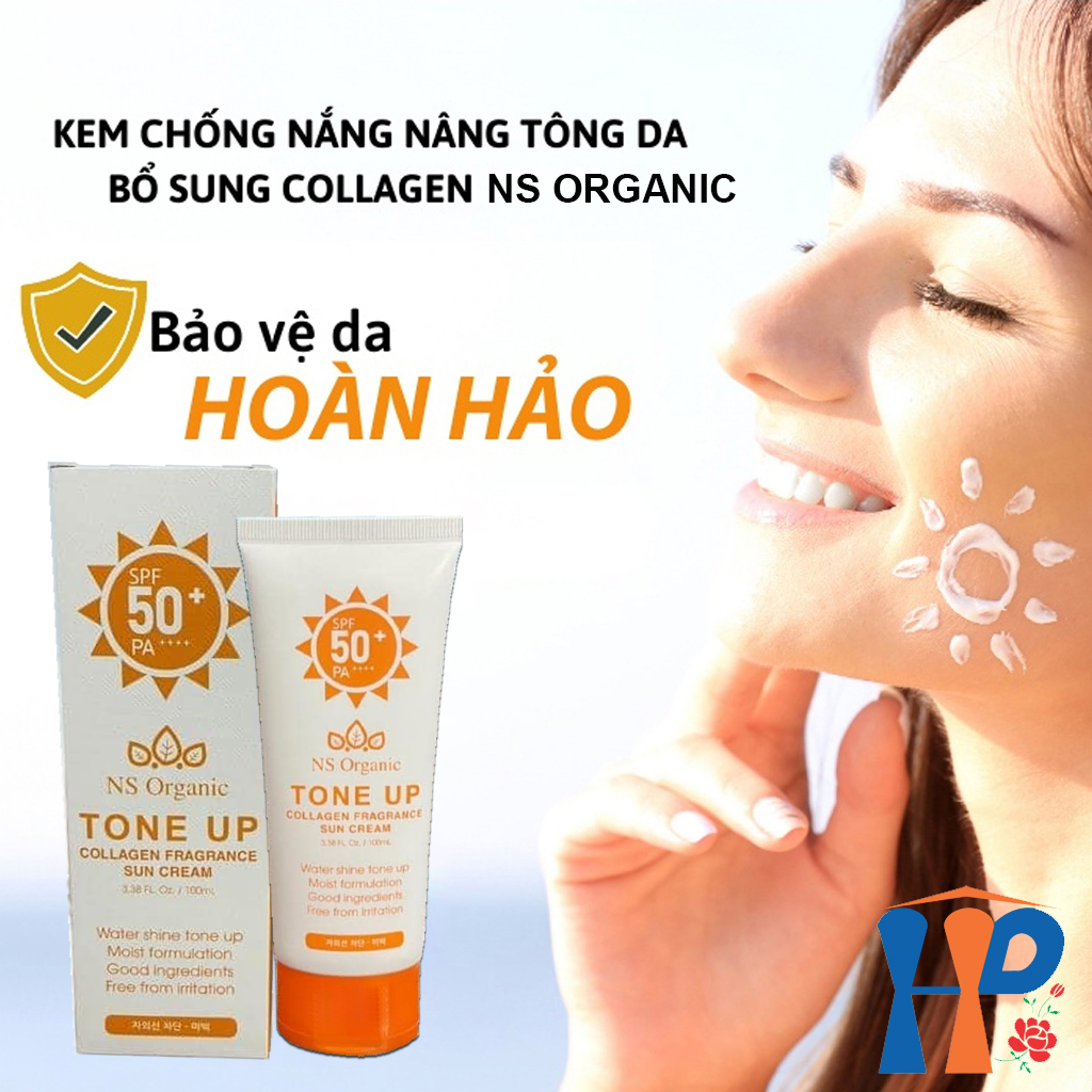 Kem chống nắng nâng tông da NS Organic Tone Up Collagen Fragrance Sun Cream SFP50+ PA++++ 100ml