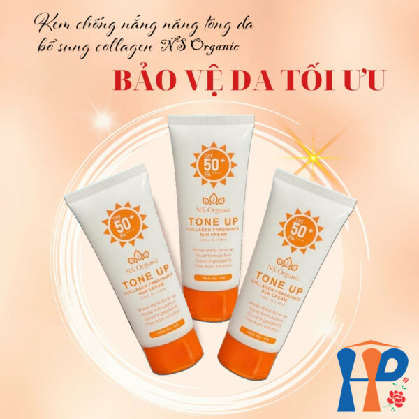 Kem chống nắng nâng tông da NS Organic Tone Up Collagen Fragrance Sun Cream SFP50+ PA++++ 100ml