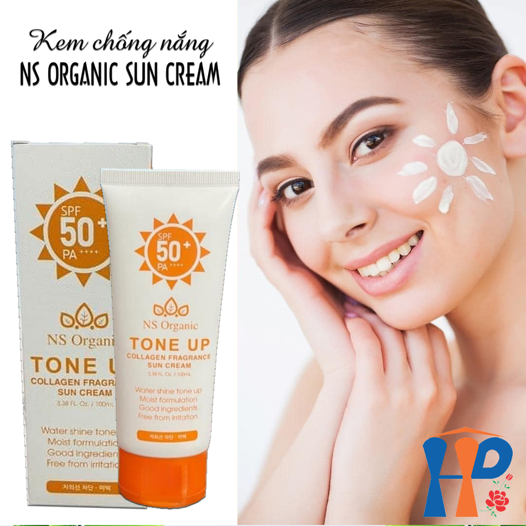Kem chống nắng nâng tông da NS Organic Tone Up Collagen Fragrance Sun Cream SFP50+ PA++++ 100ml