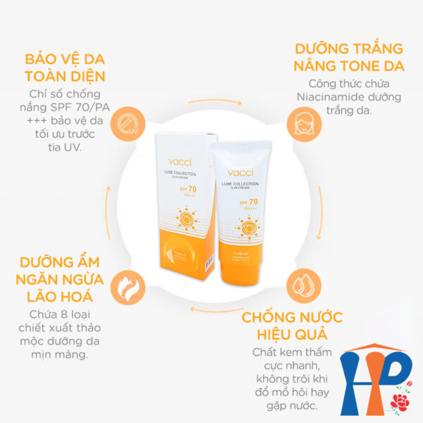 Kem chống nắng nâng tông da VACCI Luxe Collection Sun Cream SPF 70 PA+++ 70ml