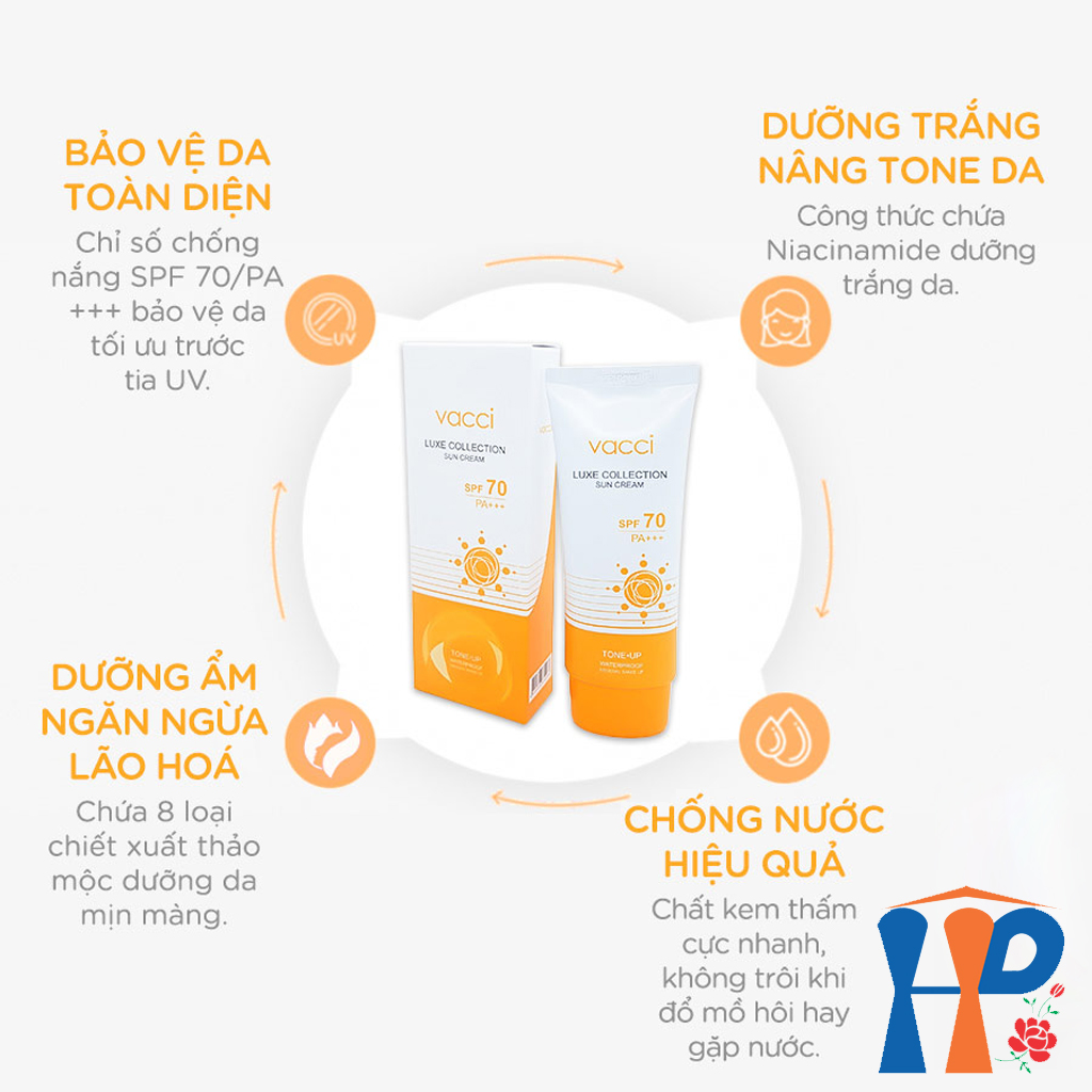 Kem chống nắng nâng tông da VACCI Luxe Collection Sun Cream SPF 70 PA+++ 70ml