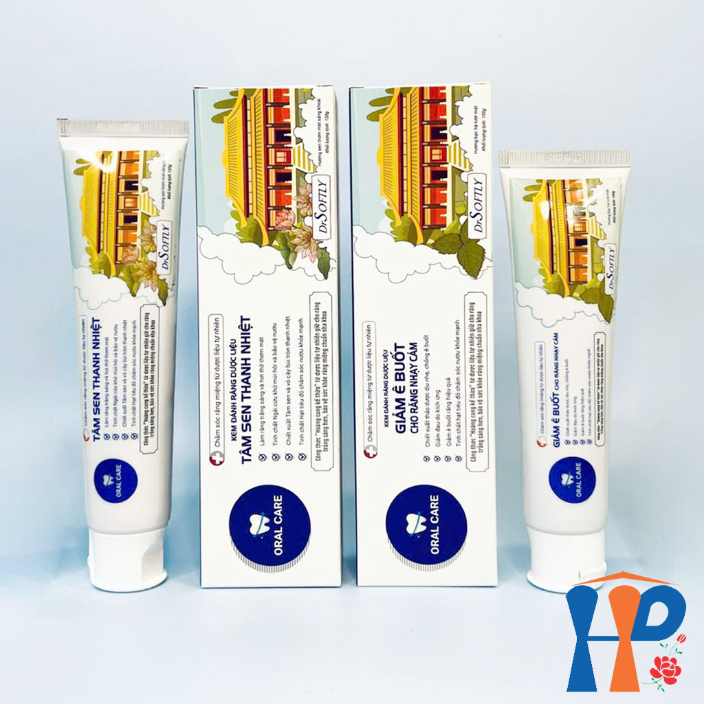 Kem đánh răng dược liệu Drsoftly Herbal Sensitive Toothpaste (Tâm sen 120g & Giảm ê buốt 100g)