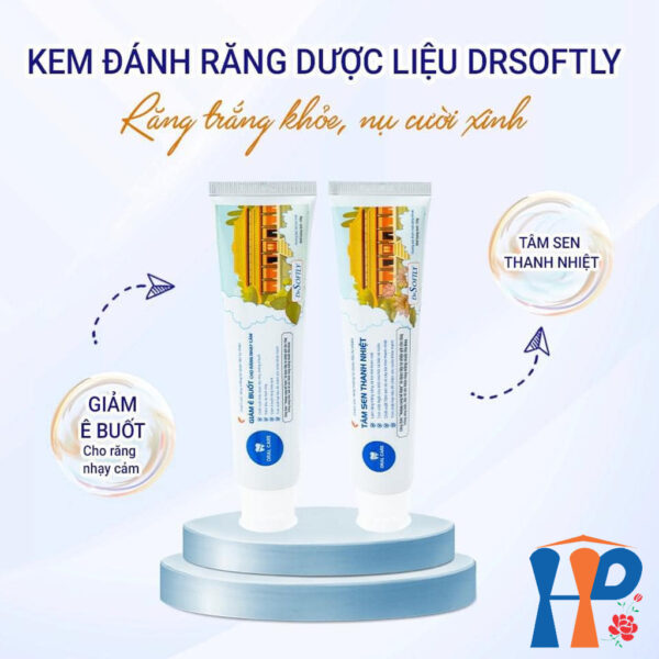 Kem đánh răng dược liệu Drsoftly Herbal Sensitive Toothpaste (Tâm sen 120g & Giảm ê buốt 100g)