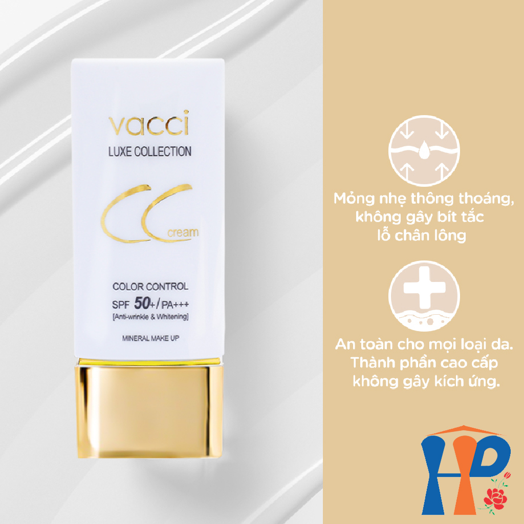 Kem nền hiệu chỉnh tông da Vacci CC Cream Luxe Collection Colour Control SPF50+ PA+++ 40ml