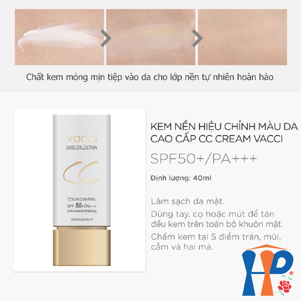 Kem nền hiệu chỉnh tông da Vacci CC Cream Luxe Collection Colour Control SPF50+ PA+++ 40ml