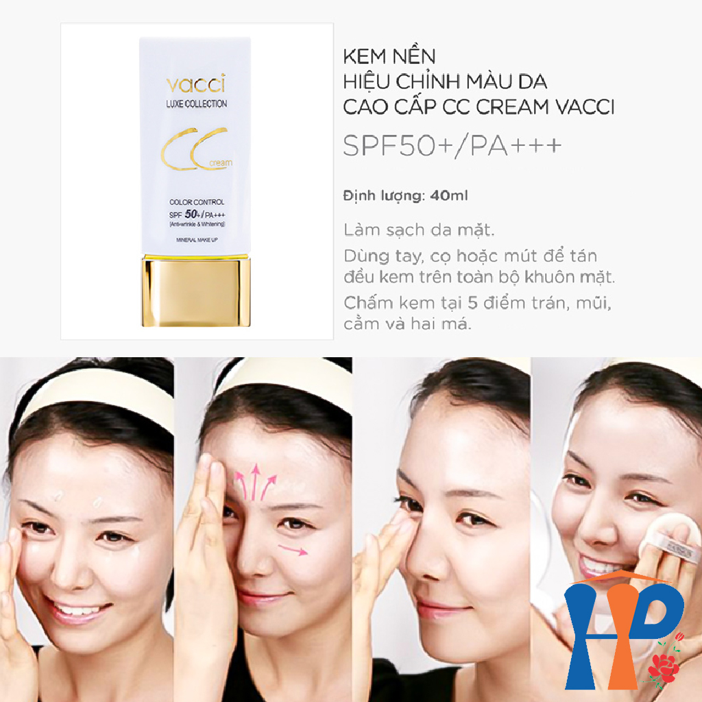 Kem nền hiệu chỉnh tông da Vacci CC Cream Luxe Collection Colour Control SPF50+ PA+++ 40ml