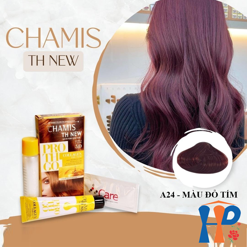 Kem nhuộm tóc phủ bạc 5D Chamis TH New Pro Collagen Hair Colour 60ml (30 màu thời trang)