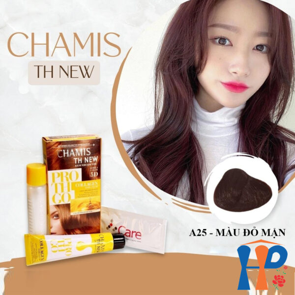 Kem nhuộm tóc phủ bạc 5D Chamis TH New Pro Collagen Hair Colour 60ml (30 màu thời trang)