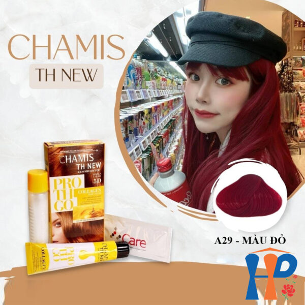 Kem nhuộm tóc phủ bạc 5D Chamis TH New Pro Collagen Hair Colour 60ml (30 màu thời trang)
