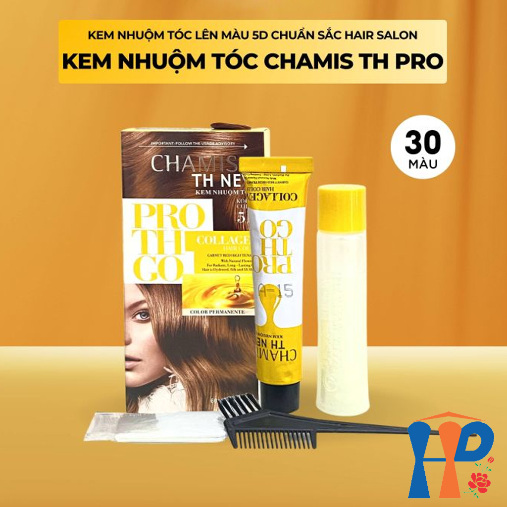 Kem nhuộm tóc phủ bạc 5D Chamis TH New Pro Collagen Hair Colour 60ml (30 màu thời trang)