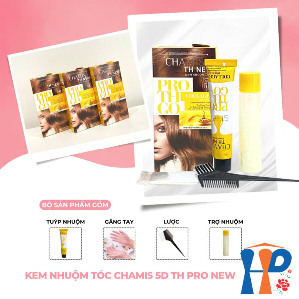 Kem nhuộm tóc phủ bạc 5D Chamis TH New Pro Collagen Hair Colour 60ml (30 màu thời trang)