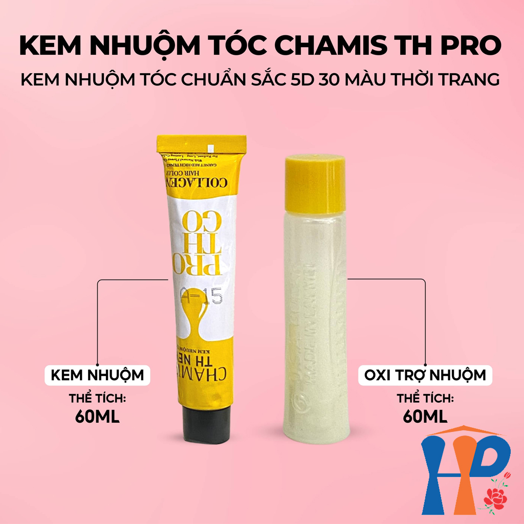 Kem nhuộm tóc phủ bạc 5D Chamis TH New Pro Collagen Hair Colour 60ml (30 màu thời trang)