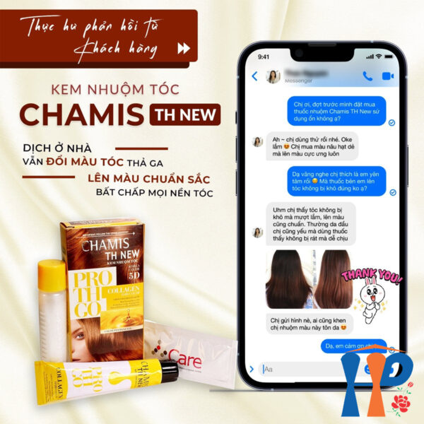 Kem nhuộm tóc phủ bạc 5D Chamis TH New Pro Collagen Hair Colour 60ml (30 màu thời trang)