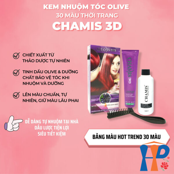 Kem nhuộm tóc phủ bạc Chamis 3D Olive Hair Colour Cream 100ml