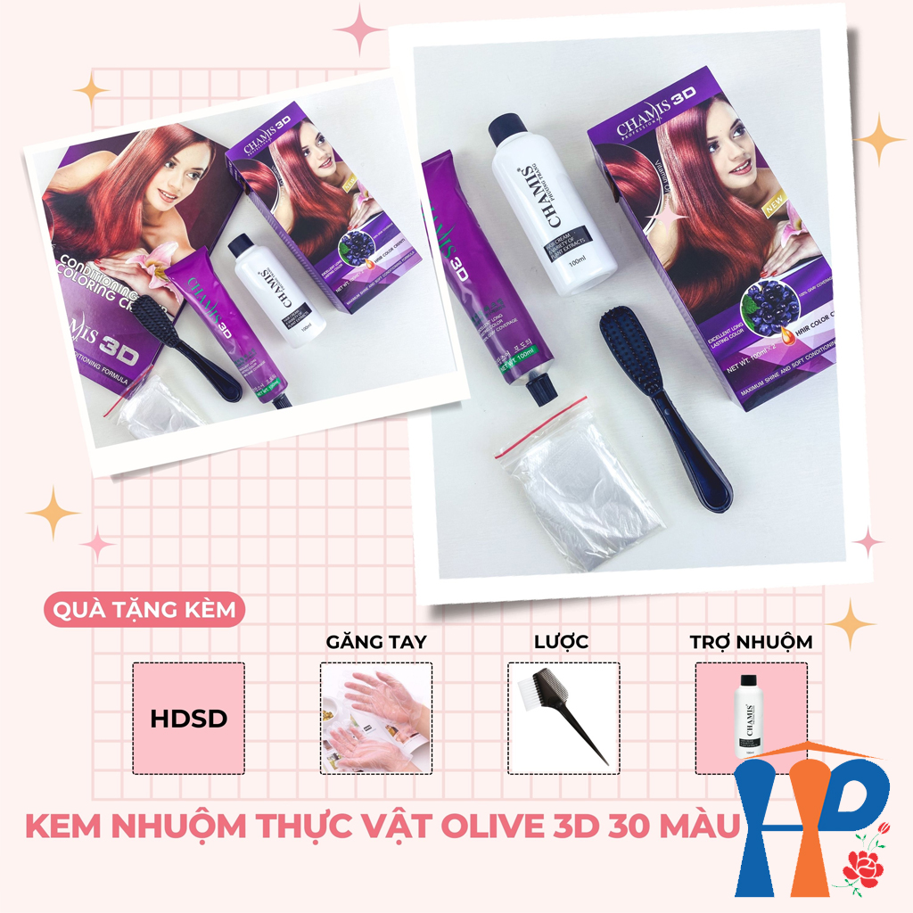 Kem nhuộm tóc phủ bạc Chamis 3D Olive Hair Colour Cream 100ml