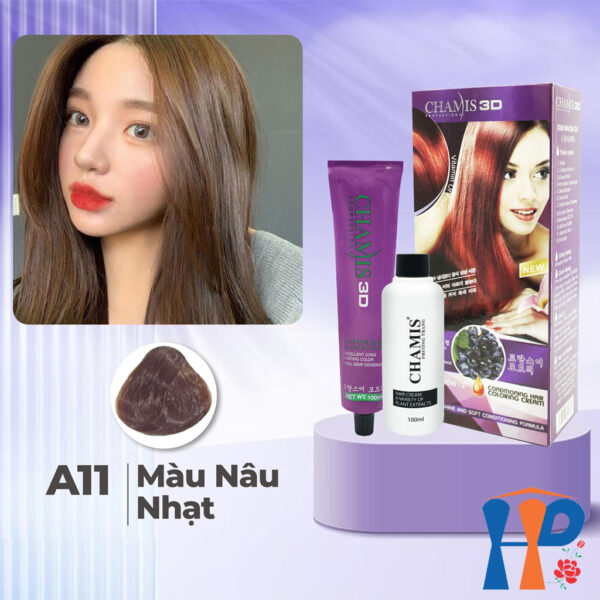 Kem nhuộm tóc phủ bạc Chamis 3D Olive Hair Colour Cream 100ml