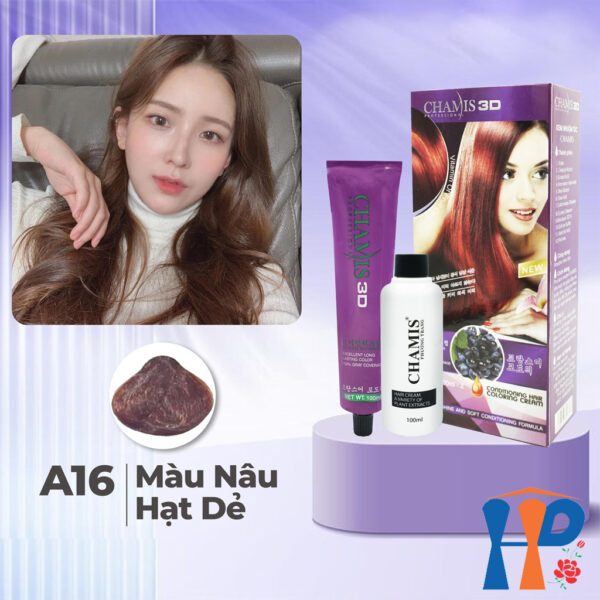 Kem nhuộm tóc phủ bạc Chamis 3D Olive Hair Colour Cream 100ml