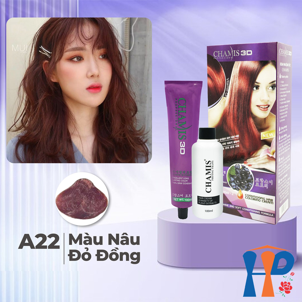 Kem nhuộm tóc phủ bạc Chamis 3D Olive Hair Colour Cream 100ml