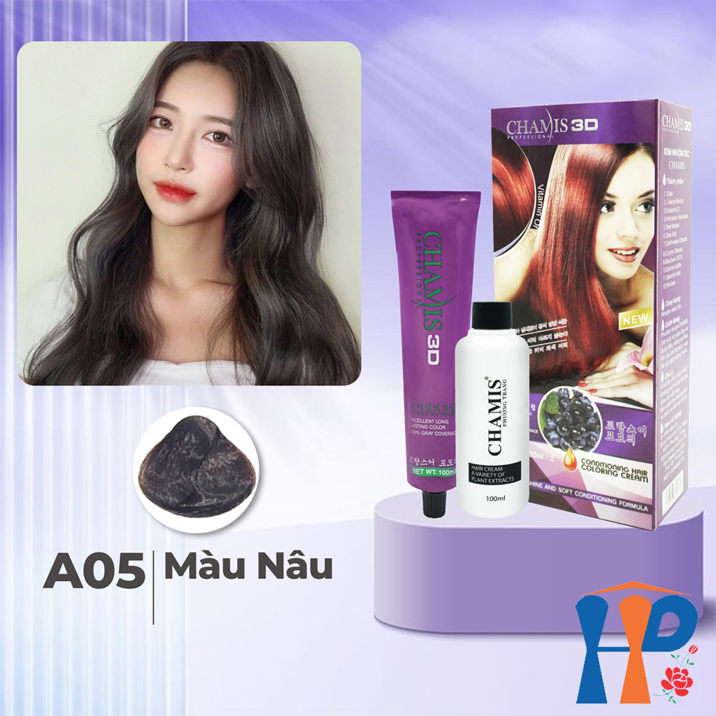 Kem nhuộm tóc phủ bạc Chamis 3D Olive Hair Colour Cream 100ml