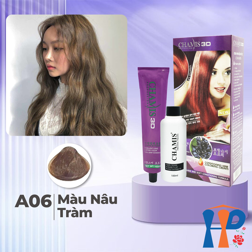 Kem nhuộm tóc phủ bạc Chamis 3D Olive Hair Colour Cream 100ml