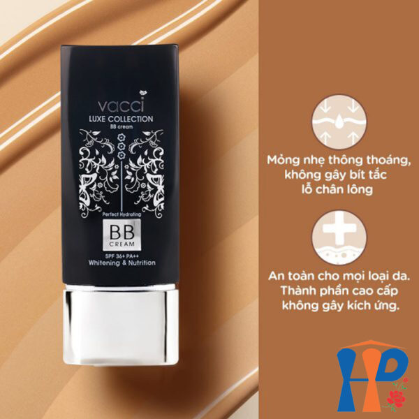 Kem nền trang điểm cao cấp Vacci BB Cream Luxe Collection SPF36 PA++ (Light Beige) 40ml
