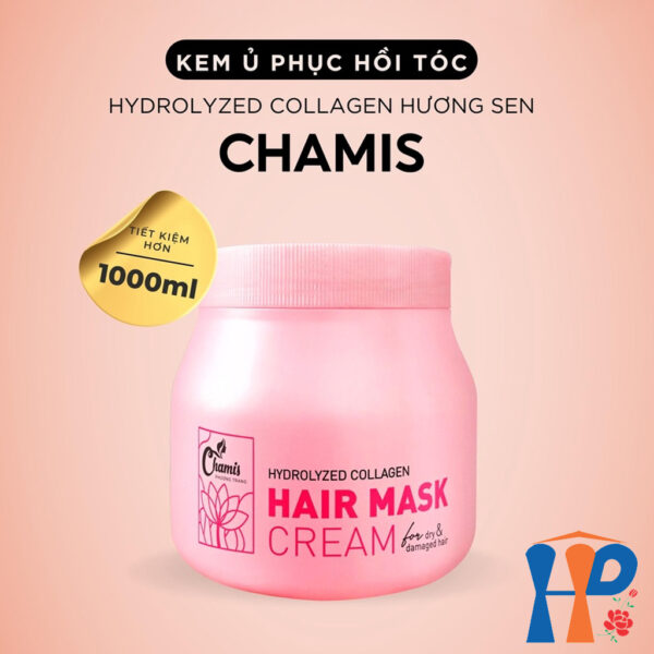 Kem ủ tóc hương sen Chamis Hydrolyzed Collagen Hair Mask Cream 1000ml