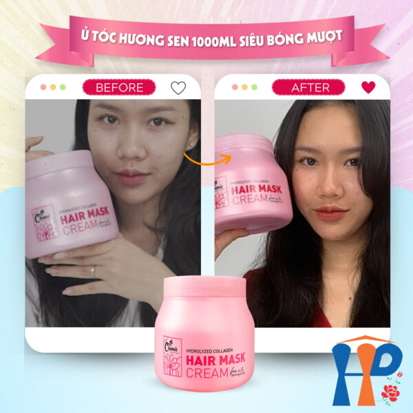 Kem ủ tóc hương sen Chamis Hydrolyzed Collagen Hair Mask Cream 1000ml