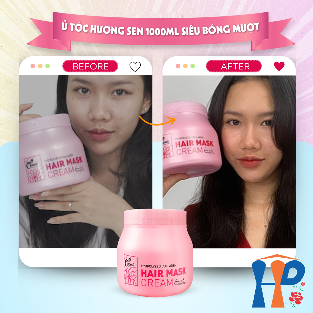 Kem ủ tóc hương sen Chamis Hydrolyzed Collagen Hair Mask Cream 1000ml
