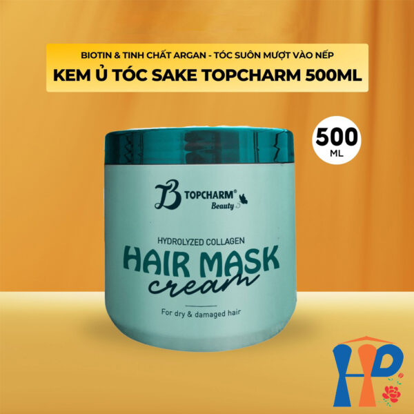 Kem ủ tóc hương sake TopCharm Hydrolyzed Collagen Hair Mask Cream 500ml
