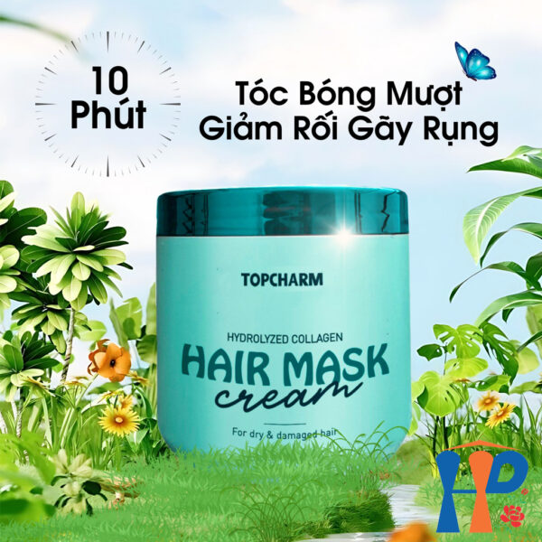 Kem ủ tóc hương sake TopCharm Hydrolyzed Collagen Hair Mask Cream 500ml