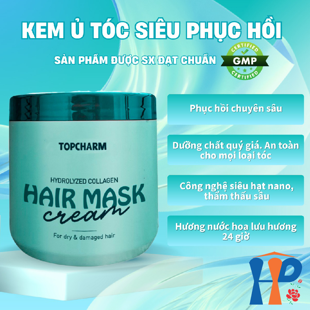 Kem ủ tóc hương sake TopCharm Hydrolyzed Collagen Hair Mask Cream 500ml