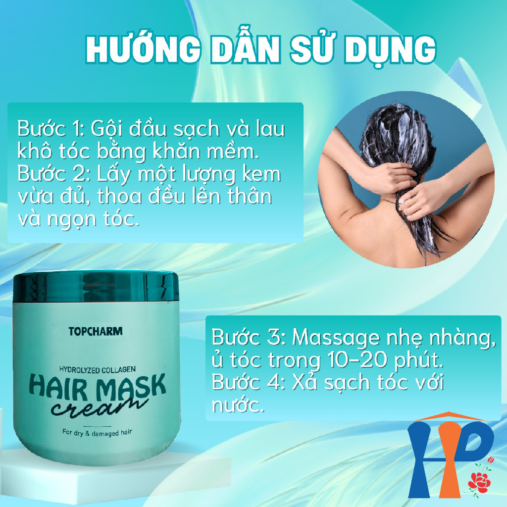 Kem ủ tóc hương sake TopCharm Hydrolyzed Collagen Hair Mask Cream 500ml