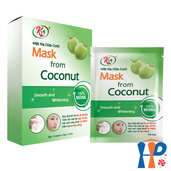 Mặt nạ dừa Coki Mask from Coconut Smooth and Whitening 35gr x 10M